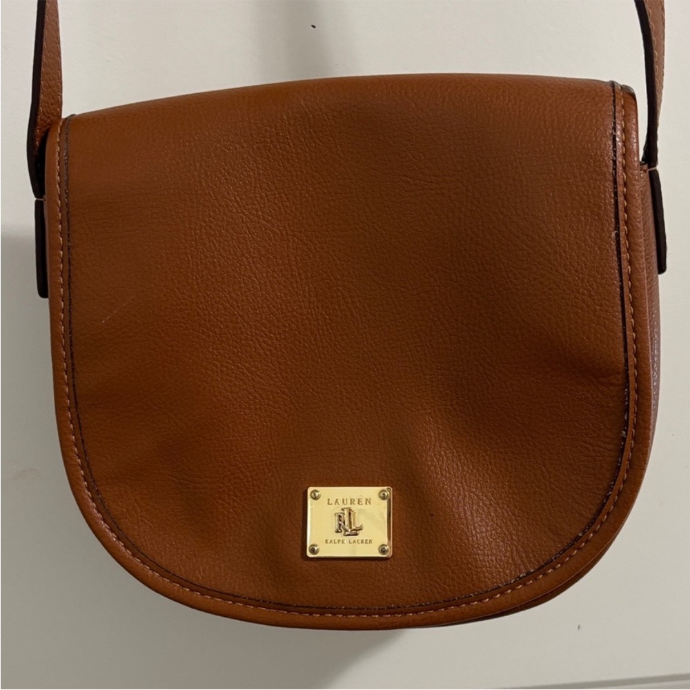 Ralph Lauren Brown Tan Faux Leather
Crossbody Bag
